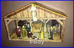 Vintage 1950'sMARX Tin Nativity Set Manger Christmas Decor Toy Figures Holiday