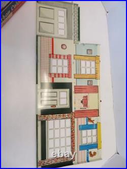 Vintage 1950s/1960s Marx Dollhouse Playset Metal Suburban Colonial with Furniture