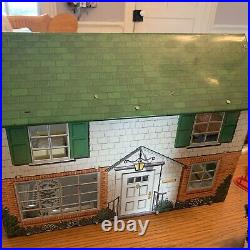 Vintage 1950s/1960s Marx Metal Dollhouse Playset No. 4020 with Furniture Box