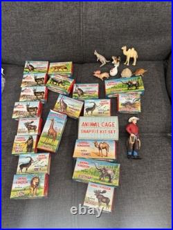 Vintage 1950s-60s Lot Marx Animal Kingdom Lot Of 28 Cage Boxed And Loose