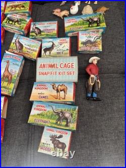 Vintage 1950s-60s Lot Marx Animal Kingdom Lot Of 28 Cage Boxed And Loose