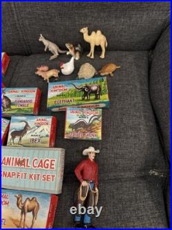 Vintage 1950s-60s Lot Marx Animal Kingdom Lot Of 28 Cage Boxed And Loose