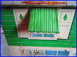 Vintage 1950s-60s Metal Marx 2-Story Colonial Dollhouse with Staircase & Awning