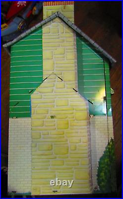 Vintage 1950s-60s Metal Marx 2-Story Colonial Dollhouse with Staircase & Awning