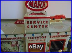 Vintage 1950s MARX TIN LITHO SERVICE CENTER-GAS STATION PLAY SET