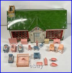 Vintage 1950s Marx Baby Land Nursery Tin Building With All Accessories Excellent