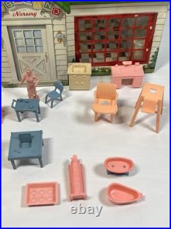 Vintage 1950s Marx Baby Land Nursery Tin Building With All Accessories Excellent