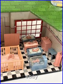 Vintage 1950s Marx Baby Land Nursery Tin Building With All Accessories Excellent