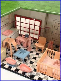 Vintage 1950s Marx Baby Land Nursery Tin Building With All Accessories Excellent