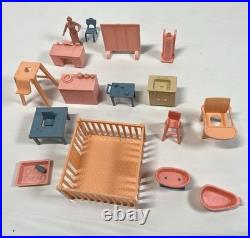 Vintage 1950s Marx Baby Land Nursery Tin Building With All Accessories Excellent