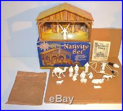 Vintage 1950s Marx Electrically Lighted Nativity Playset in Box Christmas NR