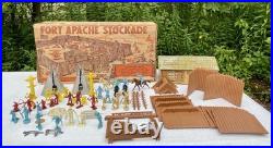 Vintage 1950s Marx Fort Apache Stockade 2000 Box Tin Cabin Lt. Masters Rusty