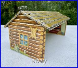 Vintage 1950s Marx Fort Apache Stockade 2000 Box Tin Cabin Lt. Masters Rusty