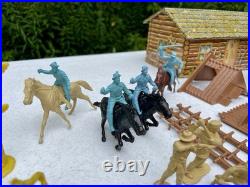 Vintage 1950s Marx Fort Apache Stockade 2000 Box Tin Cabin Lt. Masters Rusty