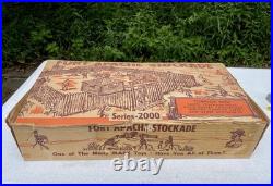 Vintage 1950s Marx Fort Apache Stockade 2000 Box Tin Cabin Lt. Masters Rusty