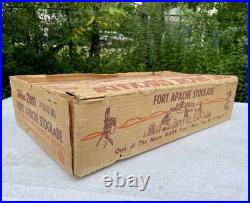 Vintage 1950s Marx Fort Apache Stockade 2000 Box Tin Cabin Lt. Masters Rusty