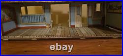 Vintage 1950s Marx Roy Rodgers Tin Town Western Playset AND Bar-M-Ranch Cabin