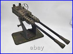 Vintage 1950s Marx US Army Anti-Aircraft Metal Moving Machine Gun Good Condition