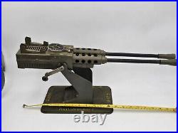 Vintage 1950s Marx US Army Anti-Aircraft Metal Moving Machine Gun Good Condition