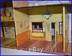 Vintage 1950s Marx Western Town Playset Tin Streetfront NR