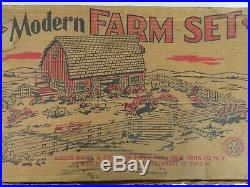 Vintage 1951 MARX Modern Farm Set almost complete Original Box & Paper Packaging