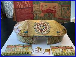 Vintage 1952 MARX SUPER CIRCUS! #4320 TIN LITHO play set withbox & 200 pieces