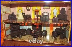 Vintage 1952 Marx Silver City Western Town Playset Buildings Figures Furniture