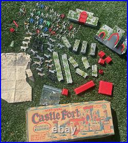 Vintage 1953 Marx 1st Issue Medieval Knight Castle Fort Playset With Accessories +