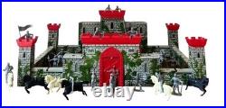 Vintage 1953 Marx Medieval Castle Fort Playset w Box Knights Horses Cannon