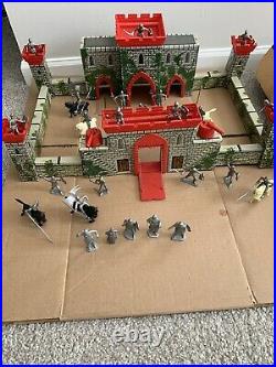 Vintage 1953 Marx Toys Medieval Knight Prince Valiant Castle Fort Playset, Tin