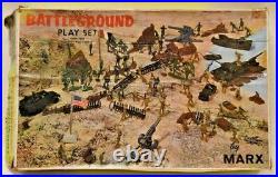 Vintage 1960's MARX Battleground Play Set #4756 with Original Box Tanks Soldiers