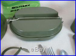 Vintage 1960's Marx Army play set pistol cap gun helmet belt mess kit, dog tags