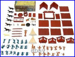Vintage 1960's Marx Fort Apache US Cavalry Supply Building Indian Playset withBox