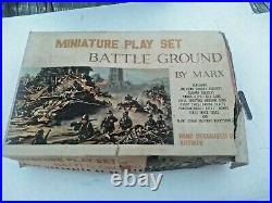 Vintage 1960's Marx Miniature Play Set BATTLE GROUND with Original Box NICE