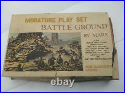 Vintage 1960's Marx Miniature Play Set BATTLE GROUND with Original Box NICE