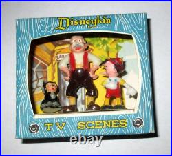 Vintage 1960's Marx Pinocchio Disneykins TV Scene with Gepetto, Figaro