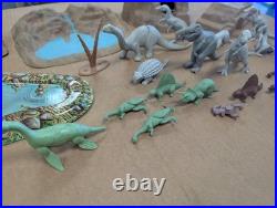 Vintage 1960's Marx Prehistoric Times Play Set Dinosaurs Cave Tin Duck Pond