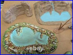 Vintage 1960's Marx Prehistoric Times Play Set Dinosaurs Cave Tin Duck Pond