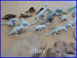 Vintage 1960's Marx Prehistoric Times Play Set Dinosaurs Cave Tin Duck Pond