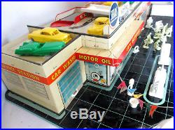 Vintage 1960's Marx Sears Allstate Happi Time tin service gas station garage set
