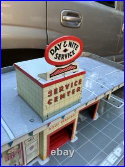 Vintage 1960's Marx Tin Litho Day & Nite Gas Service Station Center Lubritorium