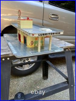 Vintage 1960's Marx Tin Litho Day & Nite Gas Service Station Center Lubritorium