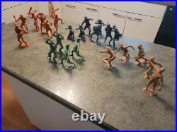 Vintage 1960s MARX TOYS USA 6 Plastic Soldiers Cavemen Cowboy 22pc Misc Lot