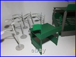 Vintage 1960s Marx Racetrack Slot Car Grandstand Lights Shed Crew Figure Set