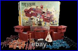 Vintage 1960s Marx Toys Fort Apache P1570 / 3681 Playset w Accessories & Box