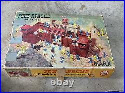 Vintage 1960s Marx Toys Fort Apache P1570 / 3681 Playset w Accessories & Box