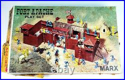 Vintage 1960s Marx Toys Fort Apache P1570 / 3681 Playset w Accessories & Box