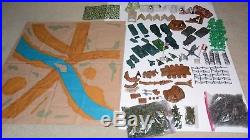 Vintage 1963 MARX EUROPEAN WWII BATTLEGROUND PLAYSET with play mat, 560+ Pieces