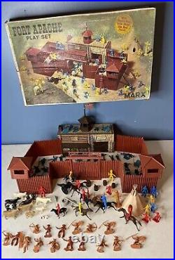 Vintage 1964 Marx Fort Apache Playset with Extra Figures & Box