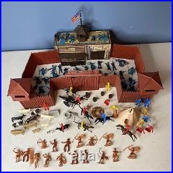 Vintage 1964 Marx Fort Apache Playset with Extra Figures & Box